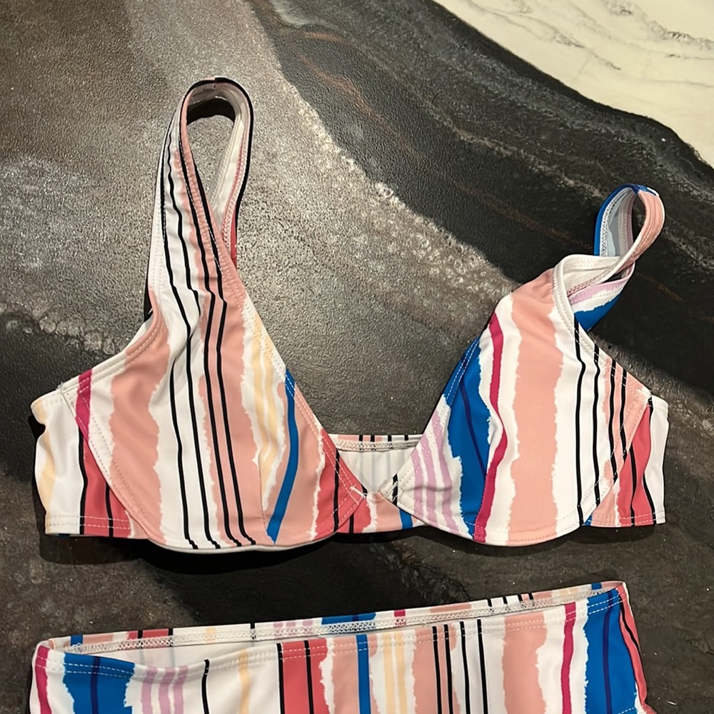 Striped High Rise Swim Suit - Picture 5 of 5